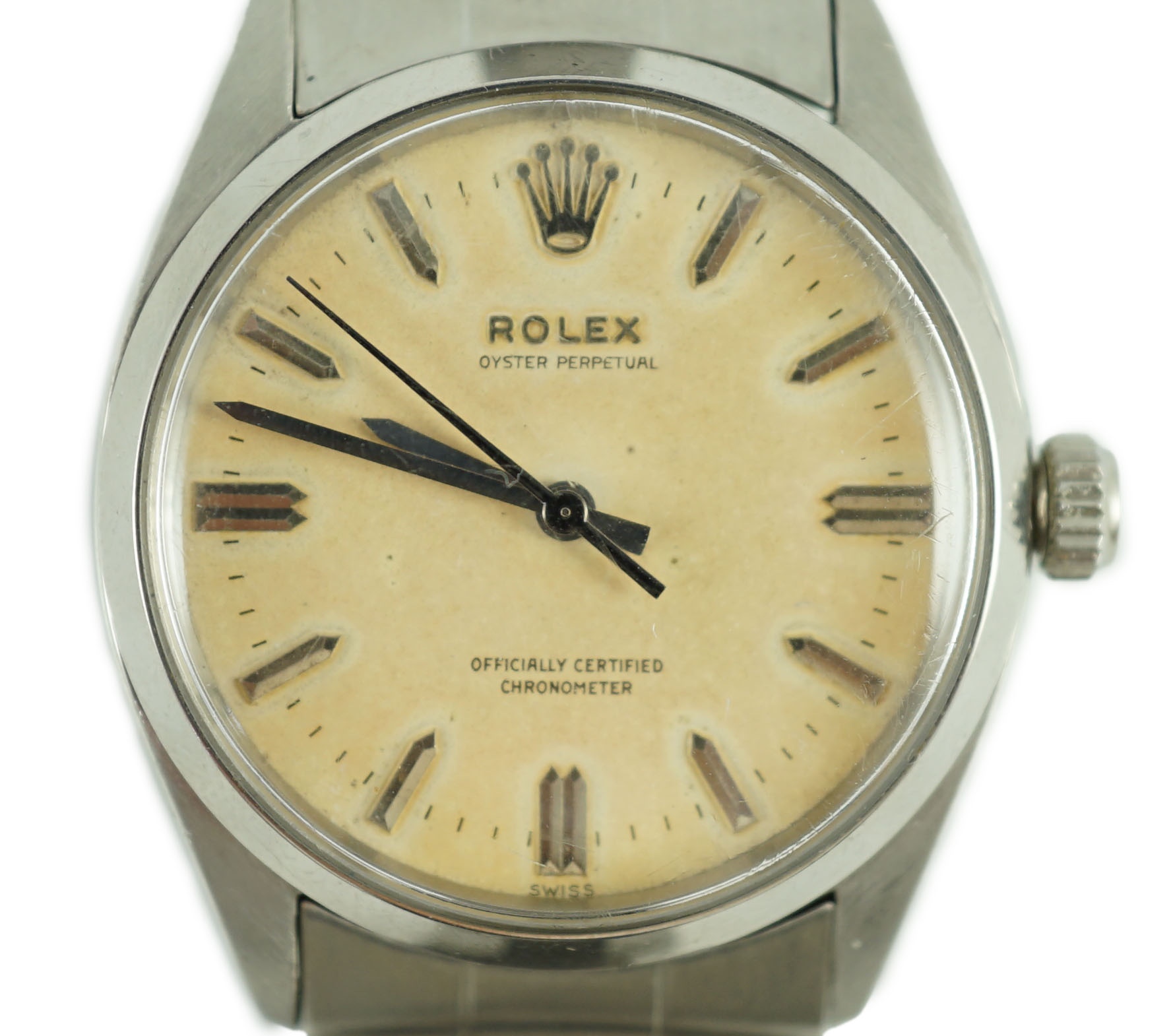 A gentleman's 1950's stainless steel Rolex Oyster Perpetual wrist watch
